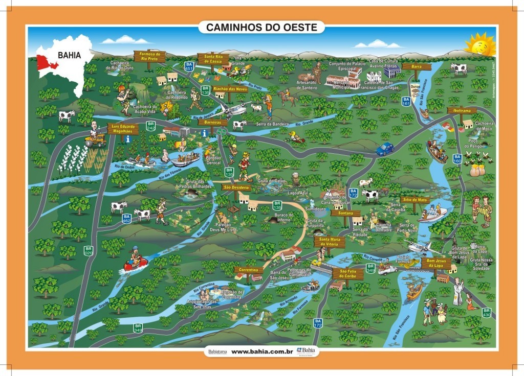Mapa Caminhos do Oeste na Bahia
