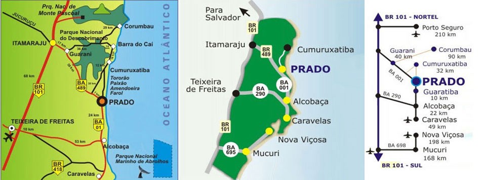 mapa de Prado na Bahia