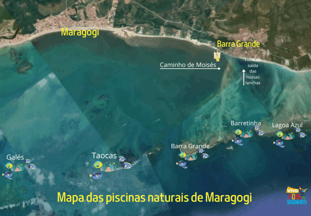 Mapa das piscinas naturais de Maragogi