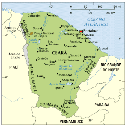 Mapa das Serras do Ceará