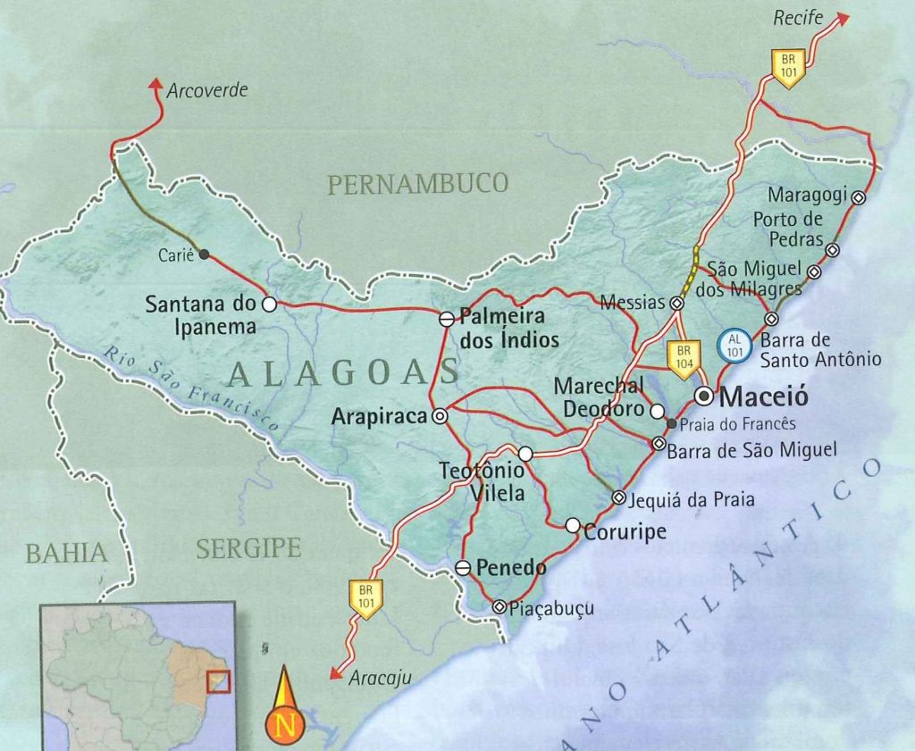 mapa turístico de Alagoas