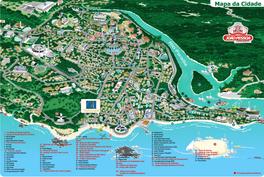 mapa turístico de João Pessoa na Paraíba