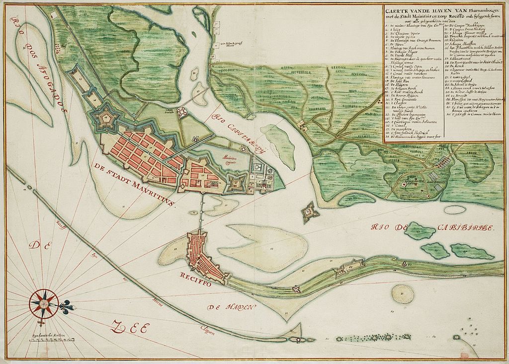 Mapa de Recife no Brasil dos Holandeses