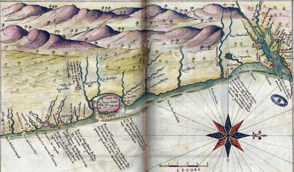 Mapa do Litoral Norte de Pernambuco e Litoral Sul da Paraíba - por João Teixeira - 1640
