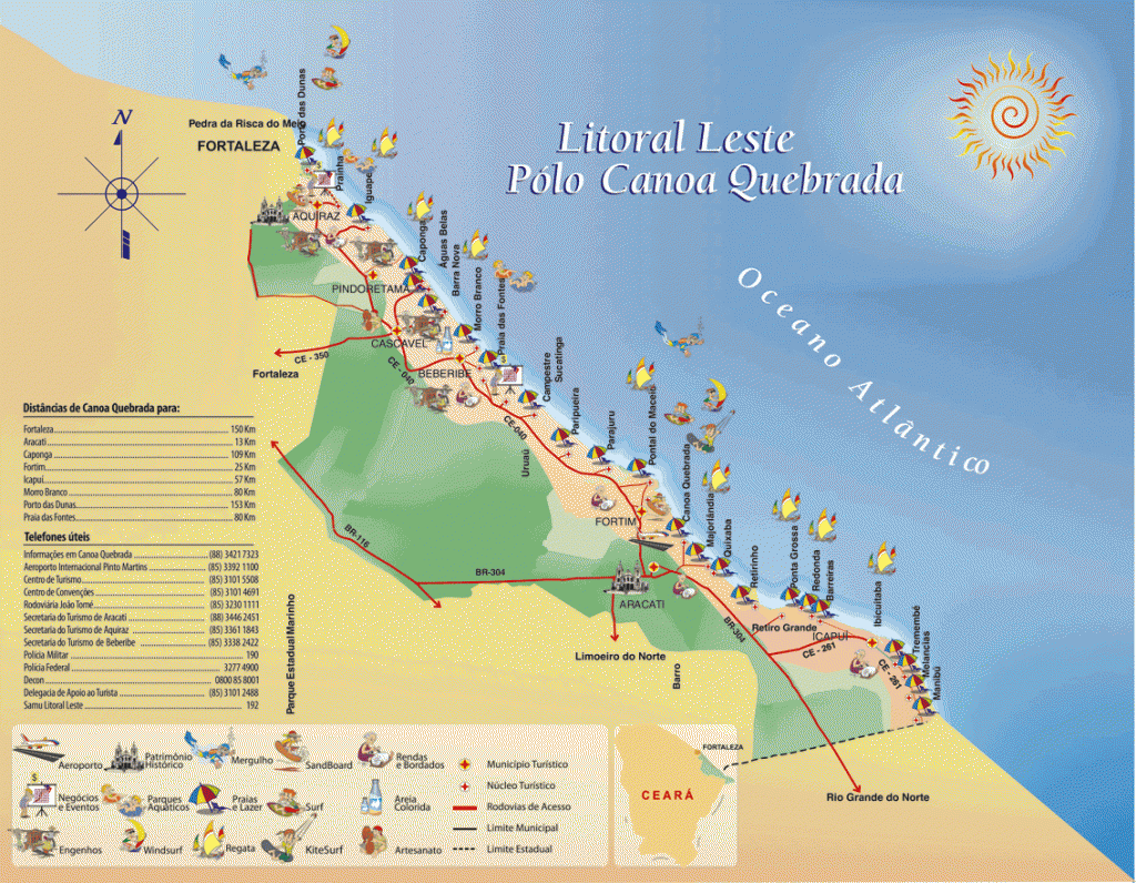 Mapa litoral leste do Ceará