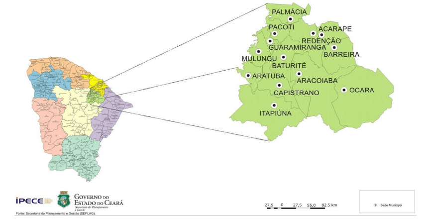 mapa do Maciço de Baturité CE