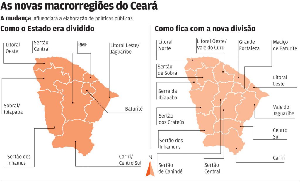 Mapa das Macrorregiões do Ceará
