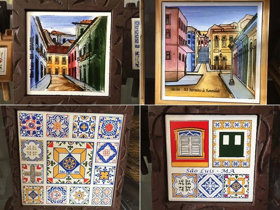 Artesãos fazem réplicas dos azulejos que revestem os casarões coloniais e retratam pontos turísticos da capital