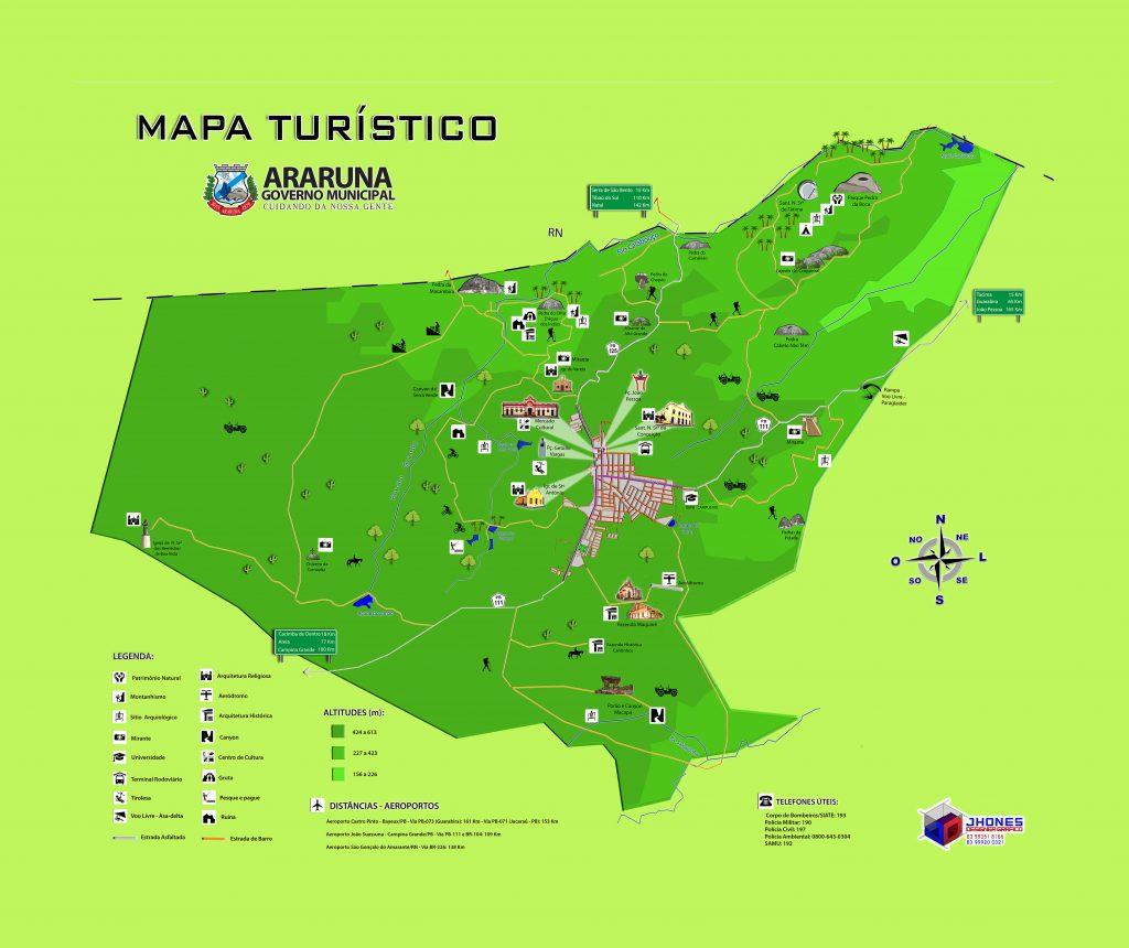mapa turístico do Parque Estadual da Pedra da Boca - Araruna